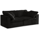  Manufacturer Color_Black -- Cozy 80" Black Velvet Upholstered Overstuffed Fiber Filled Comfort 2 pc Modular Loveseat IMAGE 1