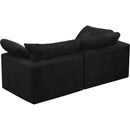  Manufacturer Color_Black -- Cozy 80" Black Velvet Upholstered Overstuffed Fiber Filled Comfort 2 pc Modular Loveseat IMAGE 4