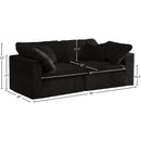  Manufacturer Color_Black -- Cozy 80" Black Velvet Upholstered Overstuffed Fiber Filled Comfort 2 pc Modular Loveseat IMAGE 8