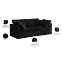  Manufacturer Color_Black -- Cozy 80" Black Velvet Upholstered Overstuffed Fiber Filled Comfort 2 pc Modular Loveseat IMAGE 9