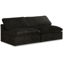  Manufacturer Color_Black -- Cozy 78" Black Velvet Upholstered Overstuffed Fiber Filled Comfort 2 pc Armless Modular Loveseat IMAGE 1