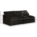  Manufacturer Color_Black -- Cozy 78" Black Velvet Upholstered Overstuffed Fiber Filled Comfort 2 pc Armless Modular Loveseat IMAGE 4