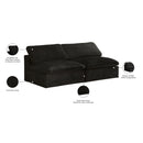 Meridian Cozy Black Velvet Comfort Modular Armless Sofa IMAGE 5