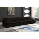  Manufacturer Color_Black -- Cozy 156" Black Velvet Upholstered Overstuffed Fiber Filled Comfort 4 pc Armless Modular Sofa IMAGE 2