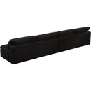  Manufacturer Color_Black -- Cozy 156" Black Velvet Upholstered Overstuffed Fiber Filled Comfort 4 pc Armless Modular Sofa IMAGE 4