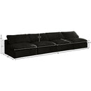  Manufacturer Color_Black -- Cozy 156" Black Velvet Upholstered Overstuffed Fiber Filled Comfort 4 pc Armless Modular Sofa IMAGE 6