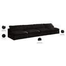  Manufacturer Color_Black -- Cozy 156" Black Velvet Upholstered Overstuffed Fiber Filled Comfort 4 pc Armless Modular Sofa IMAGE 7
