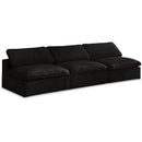  Manufacturer Color_Black -- Cozy 117" Black Velvet Upholstered Overstuffed Fiber Filled Comfort 3 pc Armless Modular Sofa IMAGE 1