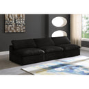  Manufacturer Color_Black -- Cozy 117" Black Velvet Upholstered Overstuffed Fiber Filled Comfort 3 pc Armless Modular Sofa IMAGE 2