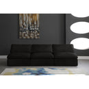  Manufacturer Color_Black -- Cozy 117" Black Velvet Upholstered Overstuffed Fiber Filled Comfort 3 pc Armless Modular Sofa IMAGE 3
