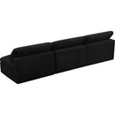  Manufacturer Color_Black -- Cozy 117" Black Velvet Upholstered Overstuffed Fiber Filled Comfort 3 pc Armless Modular Sofa IMAGE 4