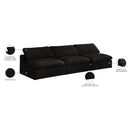  Manufacturer Color_Black -- Cozy 117" Black Velvet Upholstered Overstuffed Fiber Filled Comfort 3 pc Armless Modular Sofa IMAGE 7