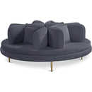  Manufacturer Color_Grey -- Circlet Grey Velvet Upholstered Roundabout Sofa IMAGE 1