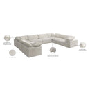  Manufacturer Color_Cream -- Cozy 158" Cream Velvet Upholstered Overstuffed Fiber Filled Comfort 8 pc Modular Sectional IMAGE 10