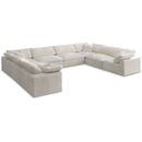  Manufacturer Color_Cream -- Cozy 158" Cream Velvet Upholstered Overstuffed Fiber Filled Comfort 8 pc Modular Sectional IMAGE 1