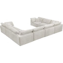  Manufacturer Color_Cream -- Cozy 158" Cream Velvet Upholstered Overstuffed Fiber Filled Comfort 8 pc Modular Sectional IMAGE 4