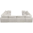  Manufacturer Color_Cream -- Cozy 158" Cream Velvet Upholstered Overstuffed Fiber Filled Comfort 8 pc Modular Sectional IMAGE 5