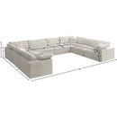  Manufacturer Color_Cream -- Cozy 158" Cream Velvet Upholstered Overstuffed Fiber Filled Comfort 8 pc Modular Sectional IMAGE 9