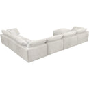  Manufacturer Color_Cream -- Cozy 158" Cream Velvet Upholstered Overstuffed Fiber Filled Comfort 7 pc Modular Sectional IMAGE 4