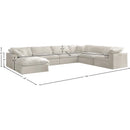  Manufacturer Color_Cream -- Cozy 158" Cream Velvet Upholstered Overstuffed Fiber Filled Comfort 7 pc Modular Sectional IMAGE 8