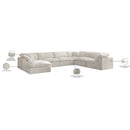  Manufacturer Color_Cream -- Cozy 158" Cream Velvet Upholstered Overstuffed Fiber Filled Comfort 7 pc Modular Sectional IMAGE 9