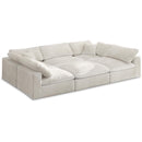  Manufacturer Color_Cream -- Cozy 119" Cream Velvet Upholstered Overstuffed Fiber Filled Comfort 6 pc Modular Sectional IMAGE 1