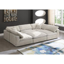  Manufacturer Color_Cream -- Cozy 119" Cream Velvet Upholstered Overstuffed Fiber Filled Comfort 6 pc Modular Sectional IMAGE 2
