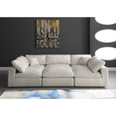  Manufacturer Color_Cream -- Cozy 119" Cream Velvet Upholstered Overstuffed Fiber Filled Comfort 6 pc Modular Sectional IMAGE 3