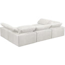 Manufacturer Color_Cream -- Cozy 119" Cream Velvet Upholstered Overstuffed Fiber Filled Comfort 6 pc Modular Sectional IMAGE 4