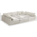  Manufacturer Color_Cream -- Cozy 119" Cream Velvet Upholstered Overstuffed Fiber Filled Comfort 6 pc Modular Sectional IMAGE 8