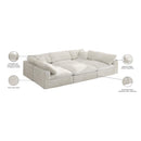  Manufacturer Color_Cream -- Cozy 119" Cream Velvet Upholstered Overstuffed Fiber Filled Comfort 6 pc Modular Sectional IMAGE 9