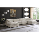 Manufacturer Color_Cream -- Cozy 158" Cream Velvet Upholstered Overstuffed Fiber Filled Comfort 6 pc Modular Sectional IMAGE 2