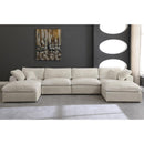  Manufacturer Color_Cream -- Cozy 158" Cream Velvet Upholstered Overstuffed Fiber Filled Comfort 6 pc Modular Sectional IMAGE 3