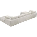  Manufacturer Color_Cream -- Cozy 158" Cream Velvet Upholstered Overstuffed Fiber Filled Comfort 6 pc Modular Sectional IMAGE 4