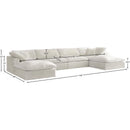  Manufacturer Color_Cream -- Cozy 158" Cream Velvet Upholstered Overstuffed Fiber Filled Comfort 6 pc Modular Sectional IMAGE 8