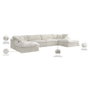  Manufacturer Color_Cream -- Cozy 158" Cream Velvet Upholstered Overstuffed Fiber Filled Comfort 6 pc Modular Sectional IMAGE 9