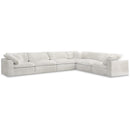  Manufacturer Color_Cream -- Cozy 158" Cream Velvet Upholstered Overstuffed Fiber Filled Comfort 6 pc Modular Sectional IMAGE 1