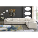  Manufacturer Color_Cream -- Cozy 158" Cream Velvet Upholstered Overstuffed Fiber Filled Comfort 6 pc Modular Sectional IMAGE 3