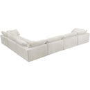  Manufacturer Color_Cream -- Cozy 158" Cream Velvet Upholstered Overstuffed Fiber Filled Comfort 6 pc Modular Sectional IMAGE 4