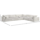  Manufacturer Color_Cream -- Cozy 158" Cream Velvet Upholstered Overstuffed Fiber Filled Comfort 6 pc Modular Sectional IMAGE 8