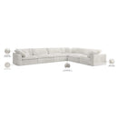  Manufacturer Color_Cream -- Cozy 158" Cream Velvet Upholstered Overstuffed Fiber Filled Comfort 6 pc Modular Sectional IMAGE 9