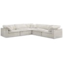  Manufacturer Color_Cream -- Cozy 119" Cream Velvet Upholstered Overstuffed Fiber Filled Comfort 5 pc Modular Sectional IMAGE 1