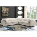  Manufacturer Color_Cream -- Cozy 119" Cream Velvet Upholstered Overstuffed Fiber Filled Comfort 5 pc Modular Sectional IMAGE 2