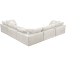 Manufacturer Color_Cream -- Cozy 119" Cream Velvet Upholstered Overstuffed Fiber Filled Comfort 5 pc Modular Sectional IMAGE 3