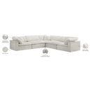  Manufacturer Color_Cream -- Cozy 119" Cream Velvet Upholstered Overstuffed Fiber Filled Comfort 5 pc Modular Sectional IMAGE 8