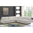  Manufacturer Color_Cream -- Cozy 118" Cream Velvet Upholstered Overstuffed Fiber Filled Comfort 5 pc Modular Sectional IMAGE 2