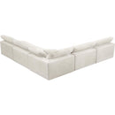  Manufacturer Color_Cream -- Cozy 118" Cream Velvet Upholstered Overstuffed Fiber Filled Comfort 5 pc Modular Sectional IMAGE 3