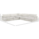  Manufacturer Color_Cream -- Cozy 118" Cream Velvet Upholstered Overstuffed Fiber Filled Comfort 5 pc Modular Sectional IMAGE 5