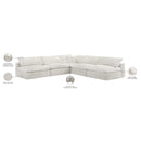  Manufacturer Color_Cream -- Cozy 118" Cream Velvet Upholstered Overstuffed Fiber Filled Comfort 5 pc Modular Sectional IMAGE 6