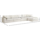  Manufacturer Color_Cream -- Cozy 158" Cream Velvet Upholstered Overstuffed Fiber Filled Comfort 5 pc Modular Sectional IMAGE 11